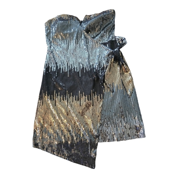 Trixxi Strapless Wrap Dress Sz L Womens Sequin Glitter  Mini Y2k Club Feminine - Picture 1 of 16